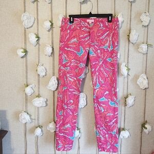 Lilly Pulitzer Vibrant Pink and Blue Skinny Jeans